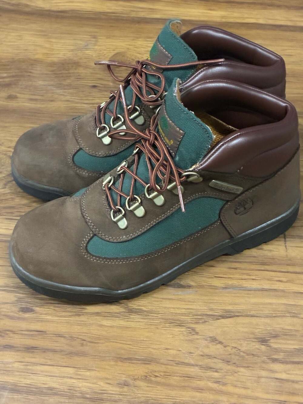 Timberland Field Boot Junior Dark Brown Green Nubuck Boys Size 6 US 16937
